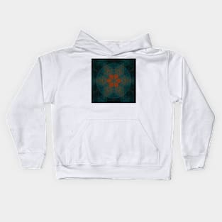 Mosaic Kaleidoscope Flower Orange and Blue Kids Hoodie